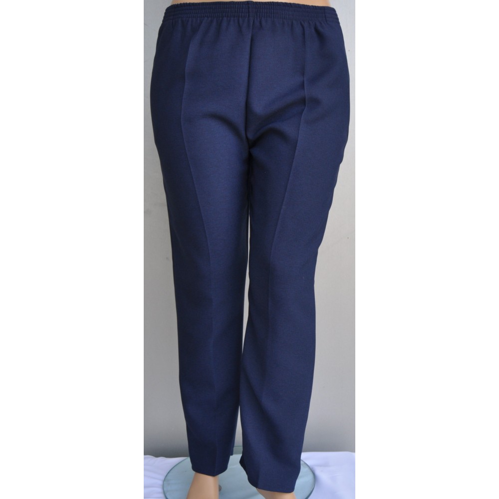 Pantalón Recto Azul Marino para Mujer con Cinturilla Elástica y Cremallera  Combinado Pide Online | Línea G