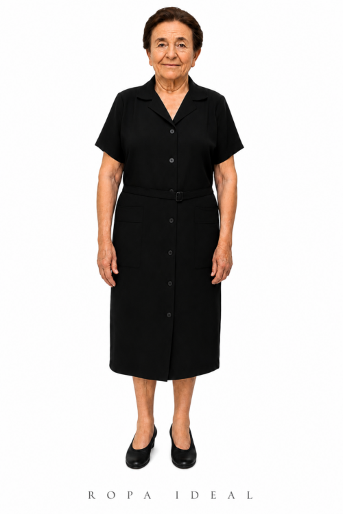 VESTIDO NEGRO MANGA CORTA DE BAMBULA MODELO 650