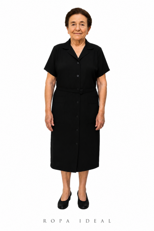 VESTIDO NEGRO MANGA CORTA DE BAMBULA MODELO 650