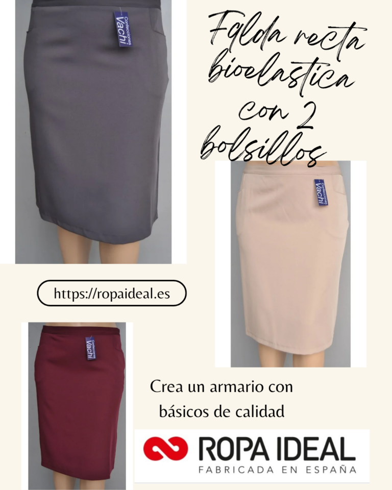 Faldas rectas bioelásticas con bolsillos para mujer