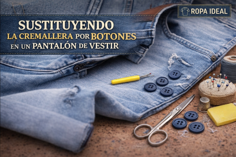 SUSTITUYENDO LA CREMALLERA POR BOTONES EN UN PANTALON DE VESTIR